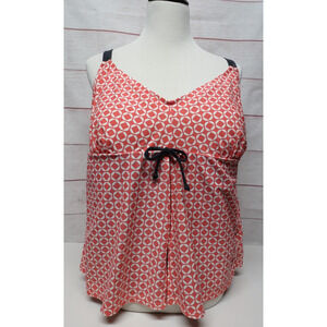 Beach Native Tankini Swimsuit Top Plus Size 2X 22 Peach Orange Gray